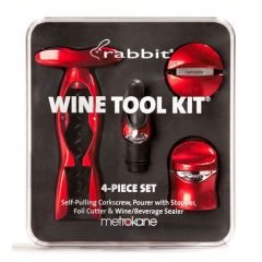Metrokane  Rabbit 4-Piece Wine Tool Kit - Metallic Red