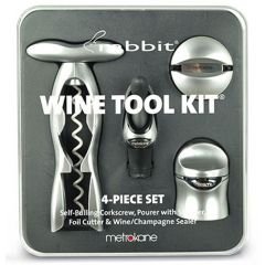 Metrokane  Rabbit 4-Piece Wine Tool Kit - Silver