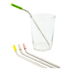 Koala Glass Straws curved & color coded - Set of 4