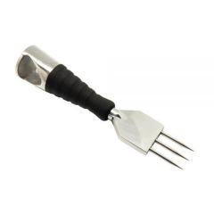The 4 Barmen  Modern 3 Prong Ice Pick (Mirrored Silver with Black Rubber Handle)
