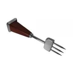 The 4 Barmen  Classic 3 Prong Ice Pick (Mirrored Silver with Wooden Handle)